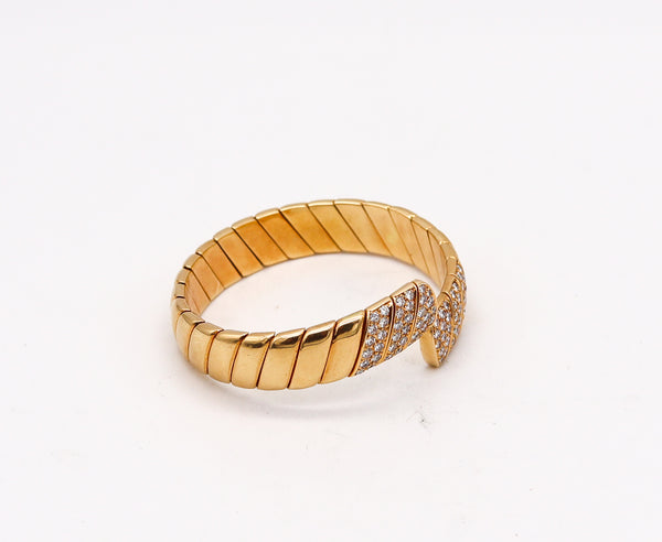-Cartier Paris Vintage Cuff Bracelet In 18Kt Yellow Gold With 3.80 Ctw In Diamonds