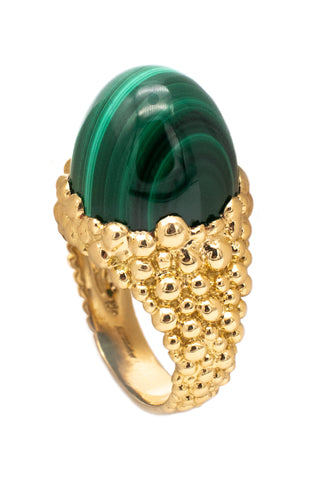 Kutchinsky 1972 London 18Kt Yellow Gold Retro Cocktail Ring With Malachite