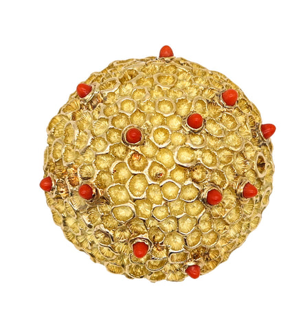 -Tiffany & Co. Space Age Moon Landing Brooch In 18Kt Yellow Gold With Red Coral