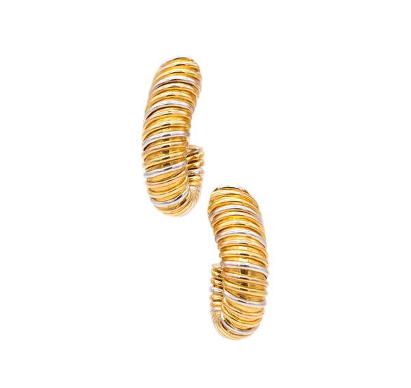 MICHELETTO MILAN GORGEOUS OVERSIZED HOOP EARRINGS IN 18 KT TRINITY GOLD