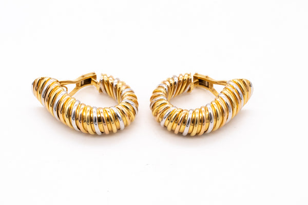 MICHELETTO MILAN GORGEOUS OVERSIZED HOOP EARRINGS IN 18 KT TRINITY GOLD