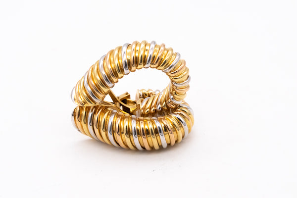 MICHELETTO MILAN GORGEOUS OVERSIZED HOOP EARRINGS IN 18 KT TRINITY GOLD