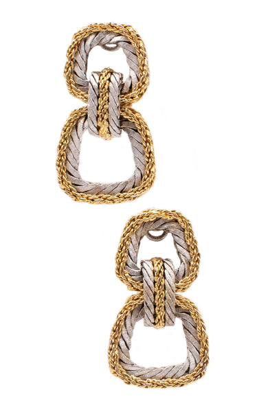 BUCCELLATI MILANO 18 KT TWO TONES GOLD TEXTURED DOORKNOCKER EARRINGS