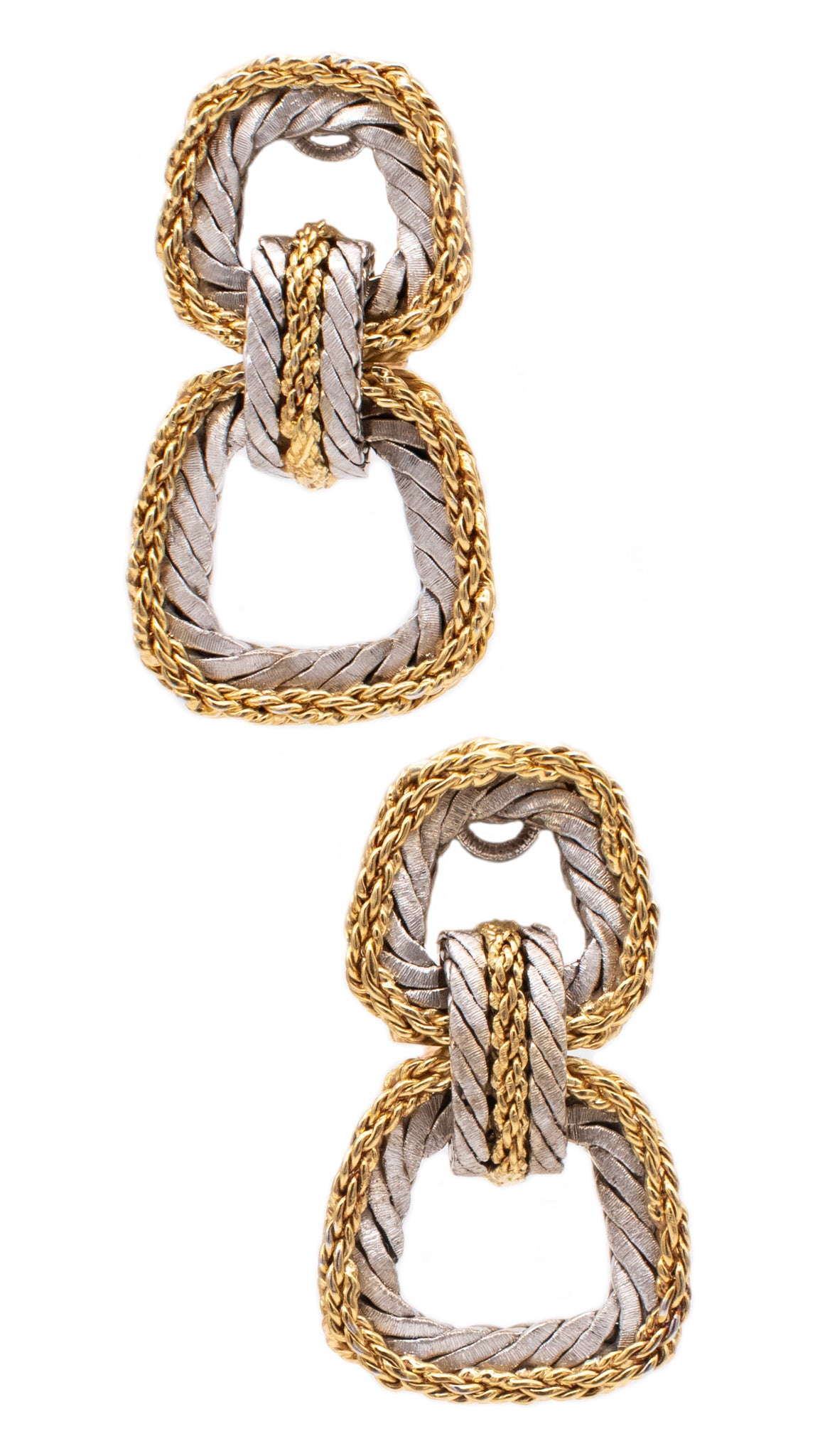 BUCCELLATI MILANO 18 KT TWO TONES GOLD TEXTURED DOORKNOCKER EARRINGS