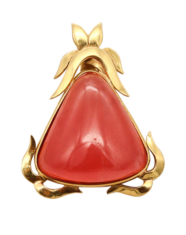 *Designer pendant in 18 kt Yellow Gold with a Rare 53.42 Cts Rhodochrosite Gemstone