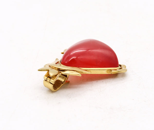 *Designer pendant in 18 kt Yellow Gold with a Rare 53.42 Cts Rhodochrosite Gemstone