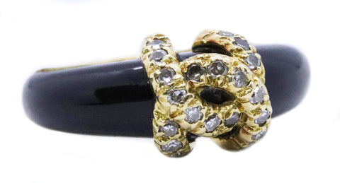 CARTIER PARIS 18 KT GOLD DOUBLE C DIAMONDS & ONYX VINTAGE DECO RING