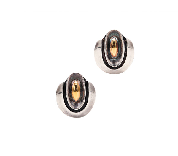 -Cartier 1970 Geometric Earrings In Sterling Silver And 18Kt Yellow Gold