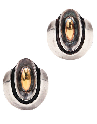 -Cartier 1970 Geometric Earrings In Sterling Silver And 18Kt Yellow Gold