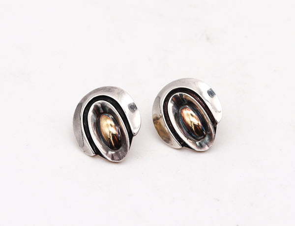 -Cartier 1970 Geometric Earrings In Sterling Silver And 18Kt Yellow Gold