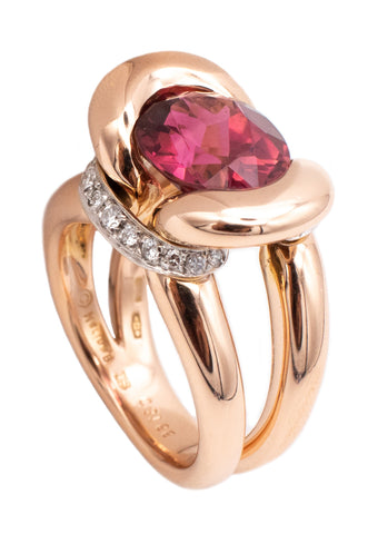 MARINA B. MILAN 18 KT GOLD COCKTAIL RING WITH 4.55 Ctw IN TOURMALINE AND DIAMONDS