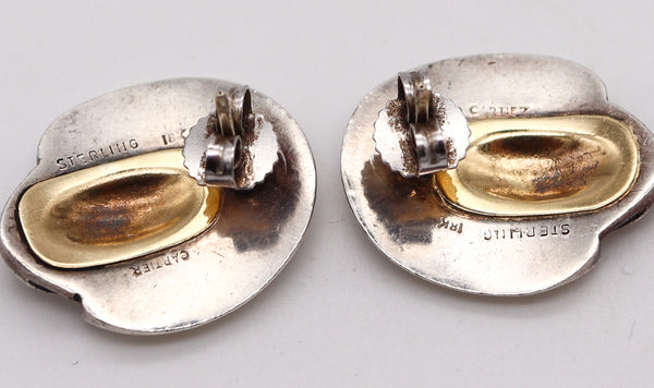 -Cartier 1970 Geometric Earrings In Sterling Silver And 18Kt Yellow Gold