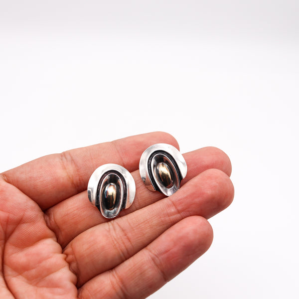 -Cartier 1970 Geometric Earrings In Sterling Silver And 18Kt Yellow Gold