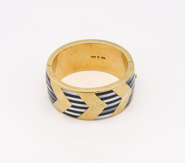 TIFFANY & CO. 1978 Angela Cummings Geometric Bangle In 18Kt Gold With Inlaid Gems