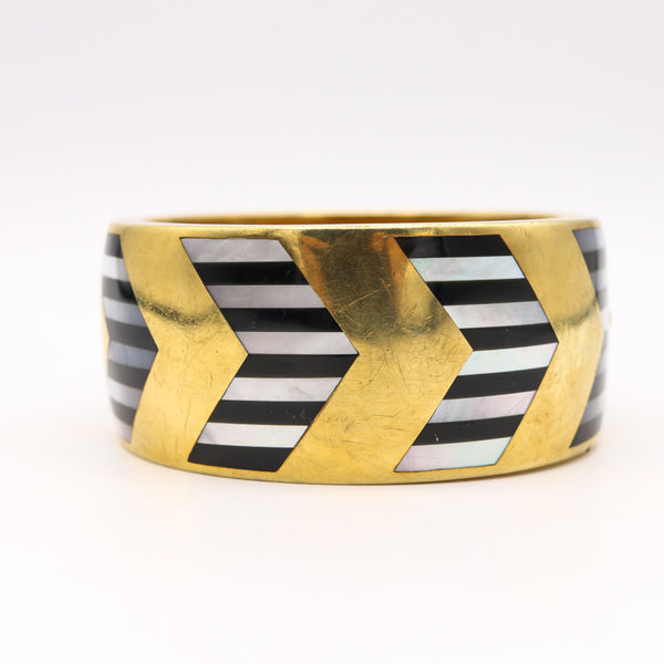 TIFFANY & CO. 1978 Angela Cummings Geometric Bangle In 18Kt Gold With Inlaid Gems