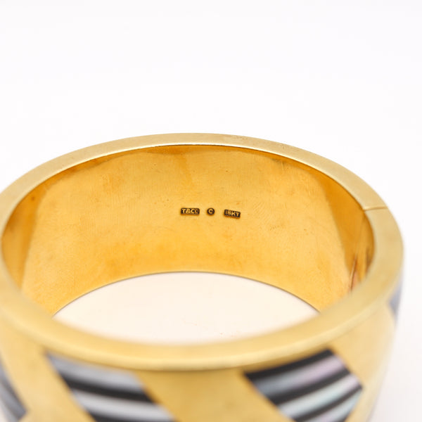 TIFFANY & CO. 1978 Angela Cummings Geometric Bangle In 18Kt Gold With Inlaid Gems