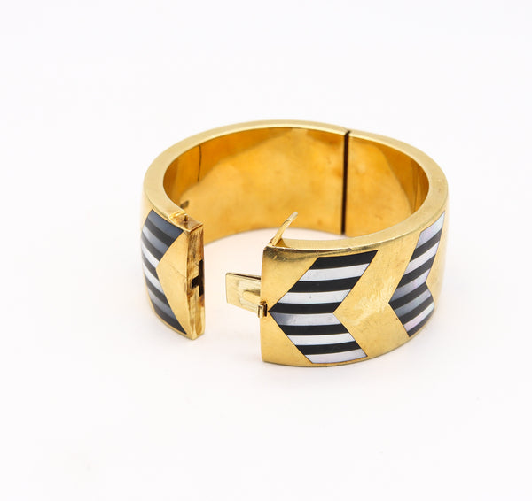 TIFFANY & CO. 1978 Angela Cummings Geometric Bangle In 18Kt Gold With Inlaid Gems