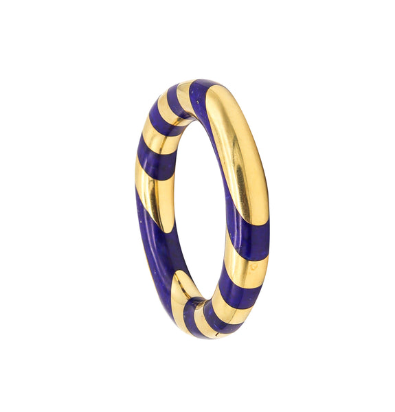 Tiffany And Co. 1977 Angela Cummings Geometric Bangle In 18Kt Gold With Lapis