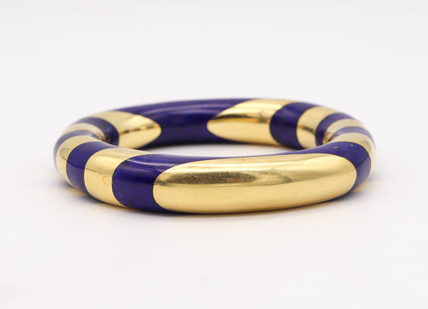 Tiffany And Co. 1977 Angela Cummings Geometric Bangle In 18Kt Gold With Lapis