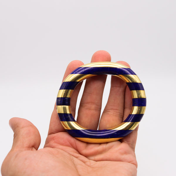 Tiffany And Co. 1977 Angela Cummings Geometric Bangle In 18Kt Gold With Lapis