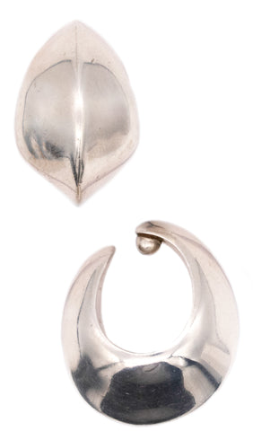 -Georg Jensen 1958 Rare Nanna Ditzel Model 126 Hoop Earrings In .925 Sterling Silver