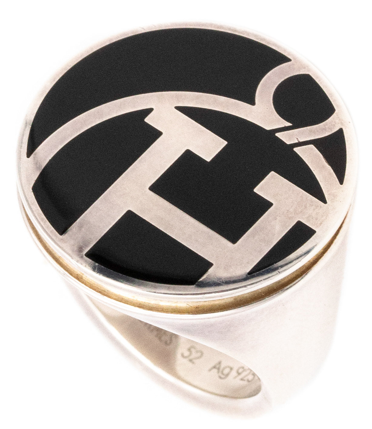 Hermes Paris H logo large cocktail ring in .925 sterling