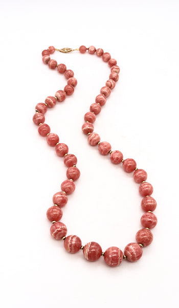 Rhodochrosite Graduated Necklace In 18Kt Yellow Gold With 645.25 Cts Of Superb Gemstones 8 To 15 MM