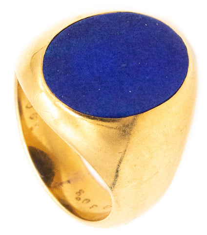 CARTIER 1970'S VINTAGE SIGNET RING IN 18 KT GOLD WITH LAPIS LAZULI