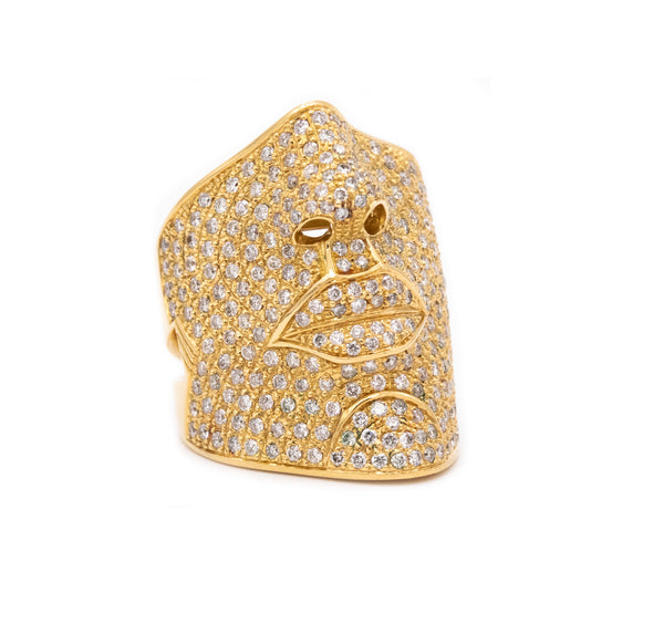 SONIA BITTON 18 KT SCULPTURAL FACE COCKTAIL RING WITH 2.75 Ctw IN DIAMONDS