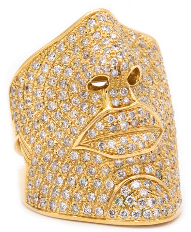 SONIA BITTON 18 KT SCULPTURAL FACE COCKTAIL RING WITH 2.75 Ctw IN DIAMONDS