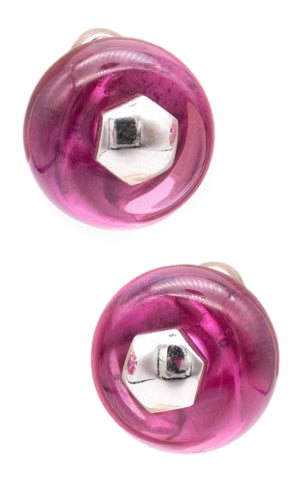 *Marina B. Bvlgari Milano 18 kt white gold Cardan earrings with pink tourmaline