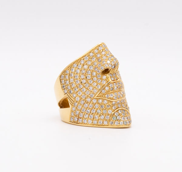 SONIA BITTON 18 KT SCULPTURAL FACE COCKTAIL RING WITH 2.75 Ctw IN DIAMONDS