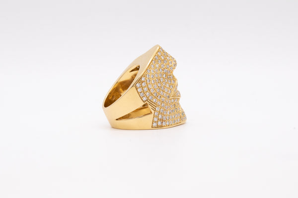 SONIA BITTON 18 KT SCULPTURAL FACE COCKTAIL RING WITH 2.75 Ctw IN DIAMONDS