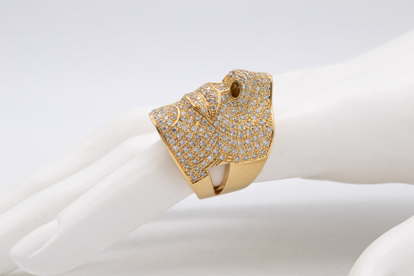 SONIA BITTON 18 KT SCULPTURAL FACE COCKTAIL RING WITH 2.75 Ctw IN DIAMONDS