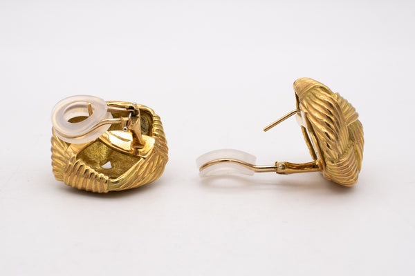 Angela Cummings 1984 Studio Textured Wrapped Earrings In Solid 18Kt Yellow Gold