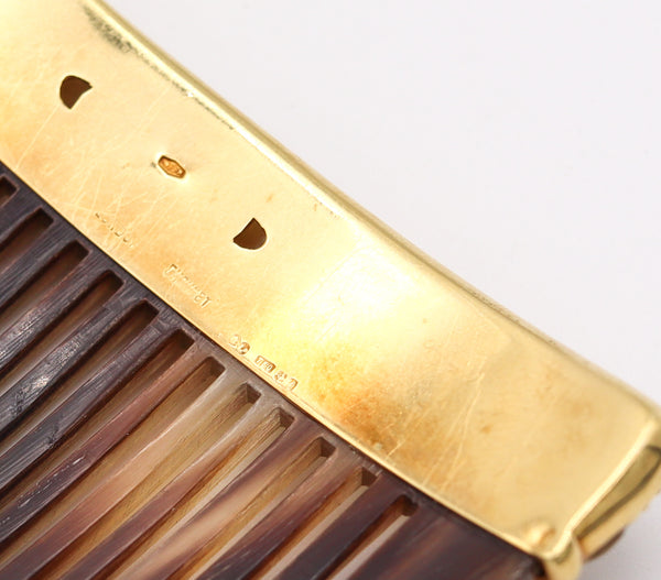 -Chaumet London 1968 Hair Comb In 18Kt Gold With 2.32 Ctw In Diamonds And Emerald