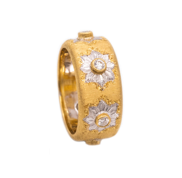 BUCCELLATI MILANO 18 KT YELLOW-WHITE GOLD GEMINATO ETERNITY RING WITH 6 DIAMONDS