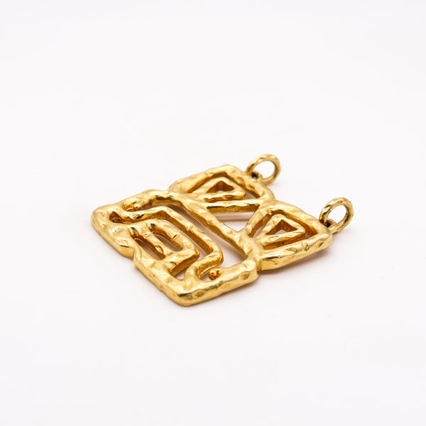 Tiffany And Co 1960 Retro Abstract Mask Pendant In Textured 18Kt Yellow Gold