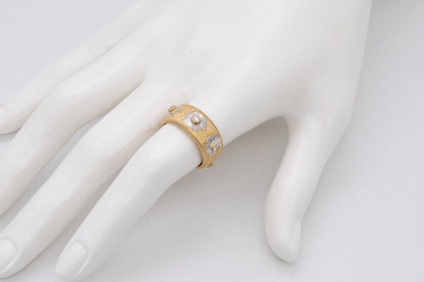 BUCCELLATI MILANO 18 KT YELLOW-WHITE GOLD GEMINATO ETERNITY RING WITH 6 DIAMONDS