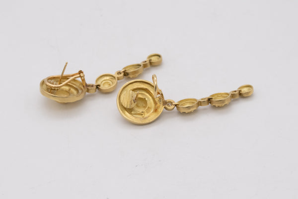 SeidenGang Etruscan Long Drop Earrings In 18Kt Yellow Gold With VS Diamonds