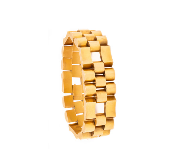 *French-Austrian 1920 by Philippe Turk Art Deco geometric tank bracelet in 18 kt yellow gold