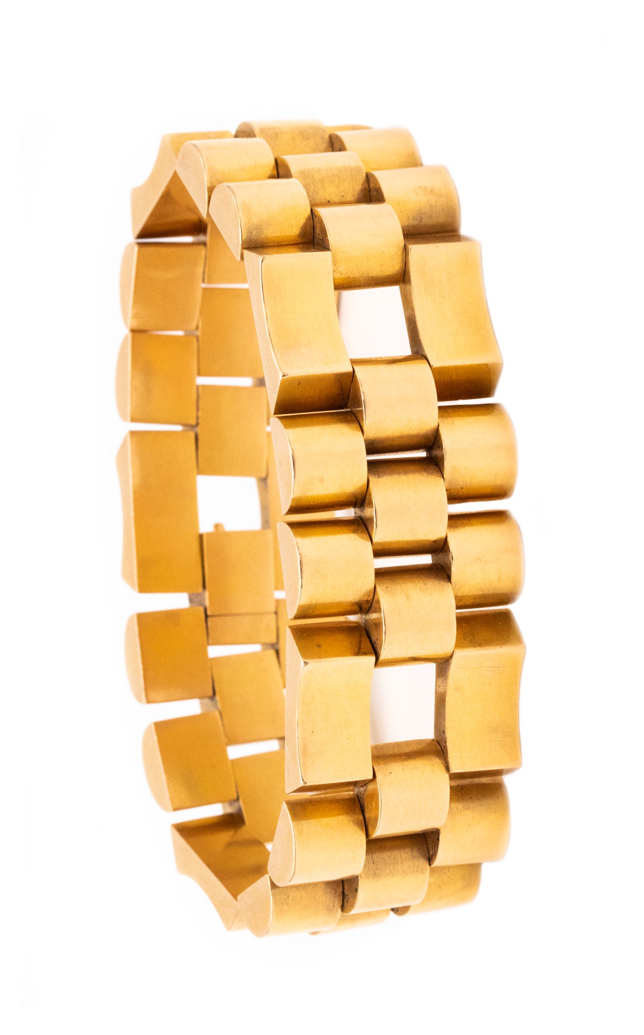 *French-Austrian 1920 by Philippe Turk Art Deco geometric tank bracelet in 18 kt yellow gold