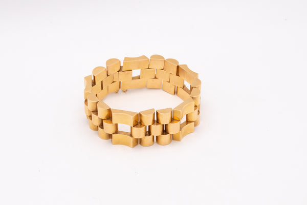 *French-Austrian 1920 by Philippe Turk Art Deco geometric tank bracelet in 18 kt yellow gold
