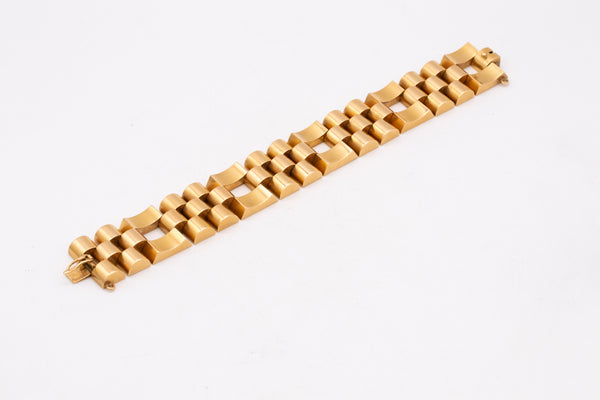 *French-Austrian 1920 by Philippe Turk Art Deco geometric tank bracelet in 18 kt yellow gold