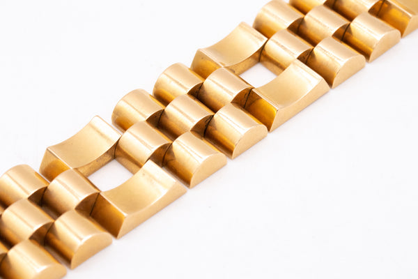 *French-Austrian 1920 by Philippe Turk Art Deco geometric tank bracelet in 18 kt yellow gold