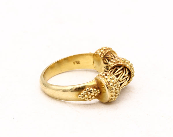 *Zolotas Greece vintage Braided ring band in textured 18 kt yellow gold