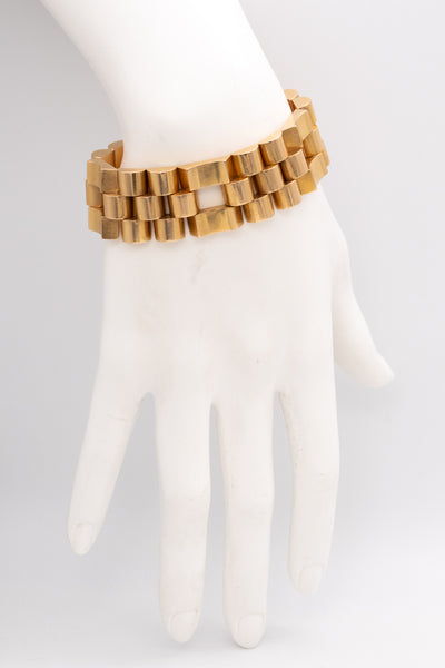 *French-Austrian 1920 by Philippe Turk Art Deco geometric tank bracelet in 18 kt yellow gold