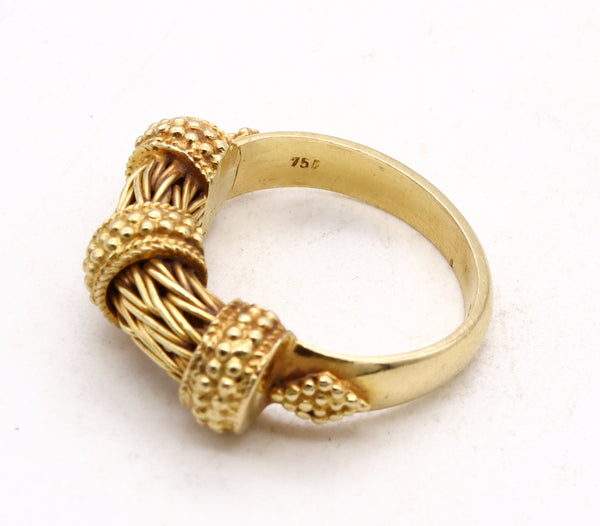 *Zolotas Greece vintage Braided ring band in textured 18 kt yellow gold