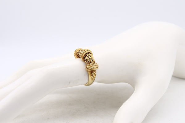 *Zolotas Greece vintage Braided ring band in textured 18 kt yellow gold