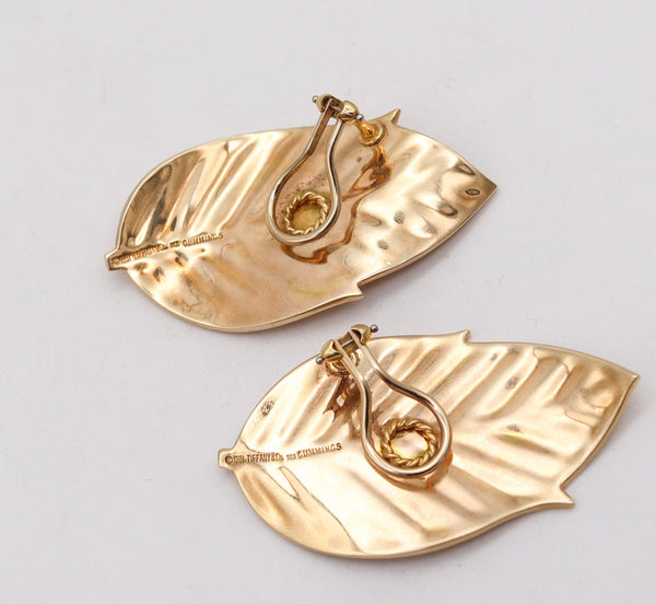 Tiffany And Co 1981 Angela Cummings Leaves Necklace Earrings Suite In 14Kt Tri Color Gold